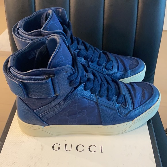 Gucci Men High Top Nylon Guccissima Light/Camelot Size 7 (runs big like an 8.5) - Picture 3 of 9